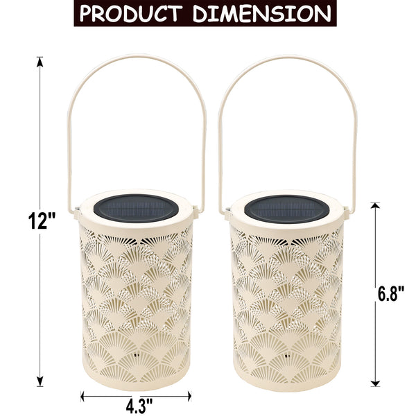 AnnaStore Solar Lantern Outdoor Hanging Solar Lights (2 Pack - White)