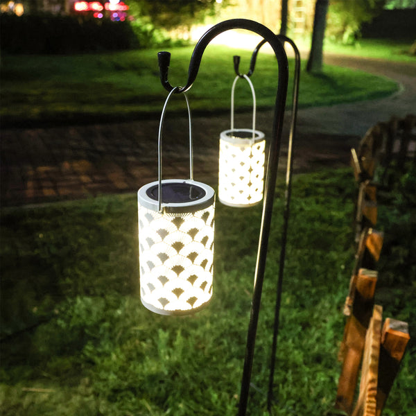 AnnaStore Solar Lantern Outdoor Hanging Solar Lights (2 Pack - White)