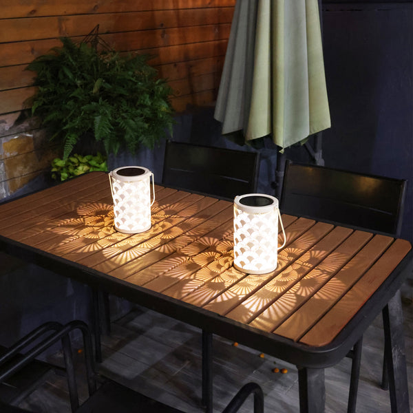 AnnaStore Solar Lantern Outdoor Hanging Solar Lights (2 Pack - White)