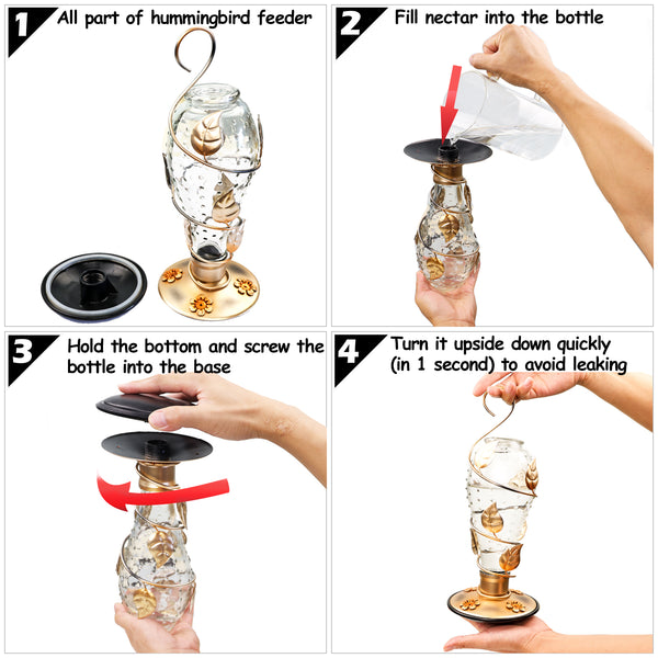 AnnaStore Glass Hummingbird Feeder for Outdoor