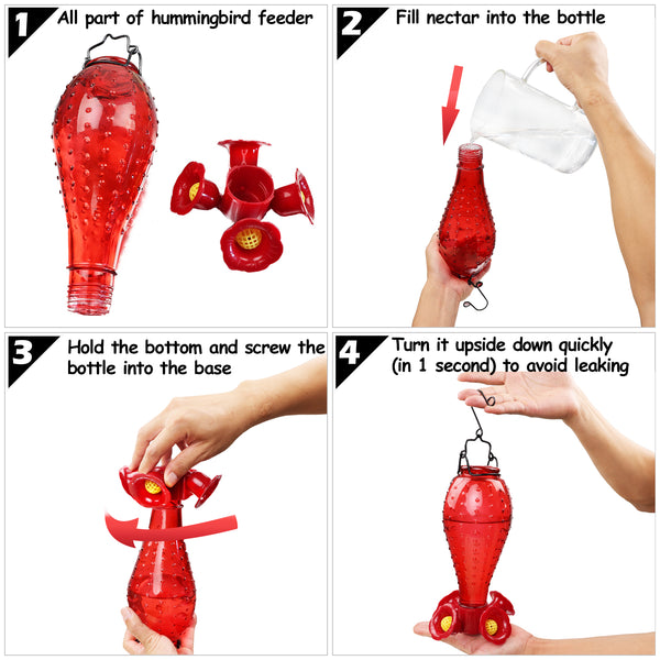 AnnaStore Hummingbird Feeder for Outdoor Red  Glass