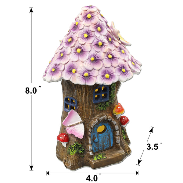 AnnaStore Fairy Garden House Solar Garden Statues 8" Tall