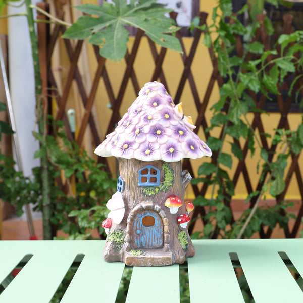 AnnaStore Fairy Garden House Solar Garden Statues 8" Tall