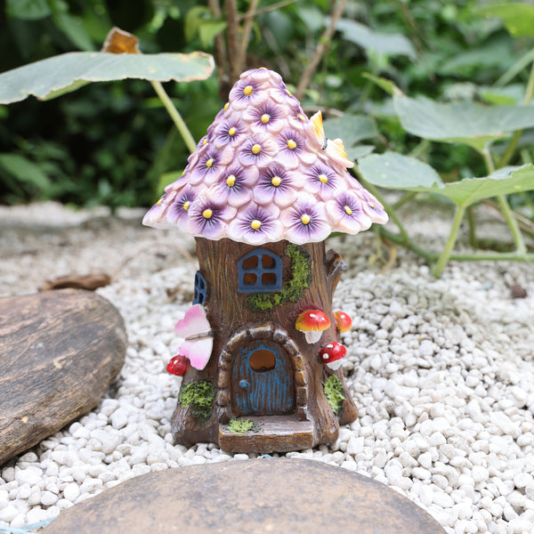 AnnaStore Fairy Garden House Solar Garden Statues 8" Tall