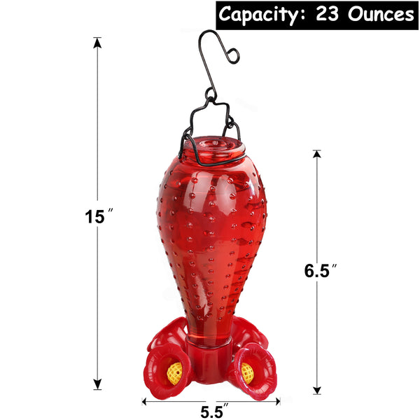 AnnaStore Hummingbird Feeder for Outdoor Red  Glass